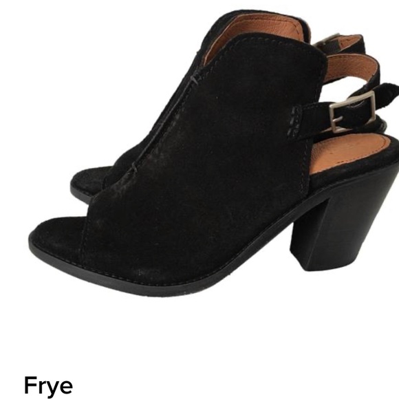 Frye Shoes - FRYE Dani Shield Sling Back Sandal Heels Open toe Wood wmn 6.5 black Or tan New